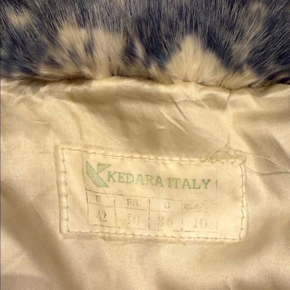 Women's Blue Real Rabbit Fur Coat - Picture 12 of 14